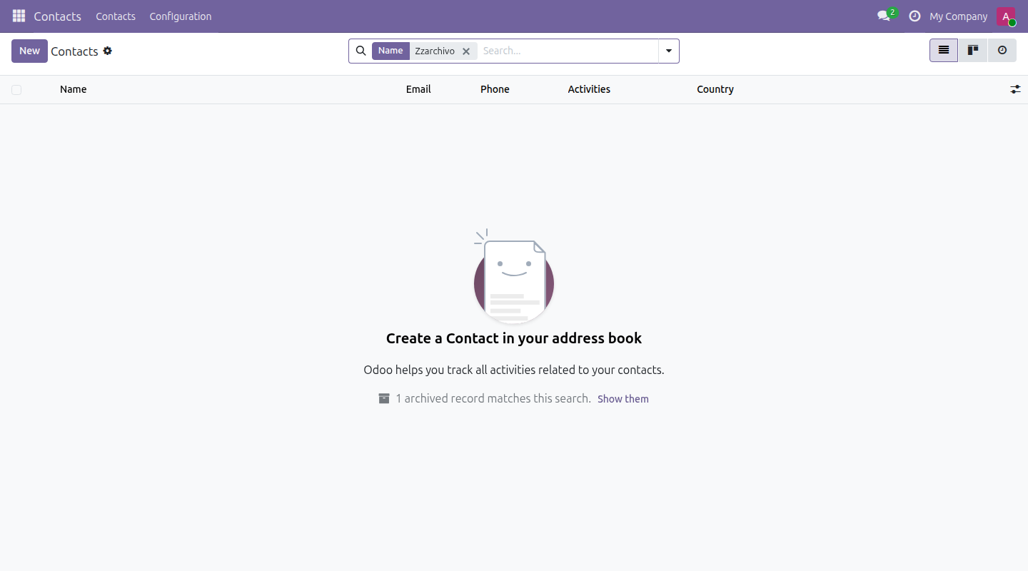 Archived Match Hint in Odoo — screenshot hint