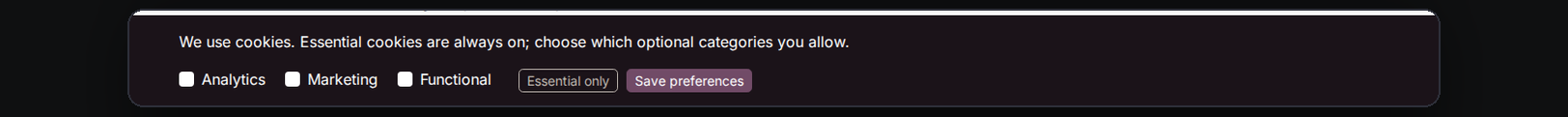 Cookie Consent Banner in Odoo — screenshot banner