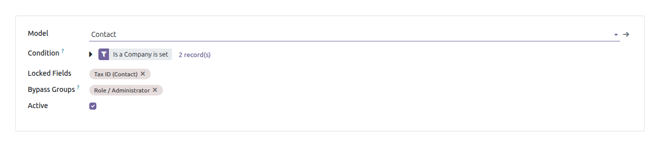 Field Lock After Approval in Odoo — screenshot rule
