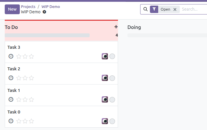 Kanban Column WIP Limits in Odoo — screenshot wip