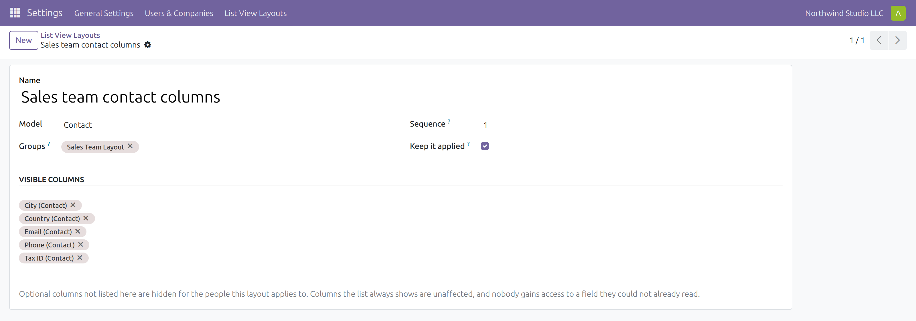 List View Layouts in Odoo — screenshot layout