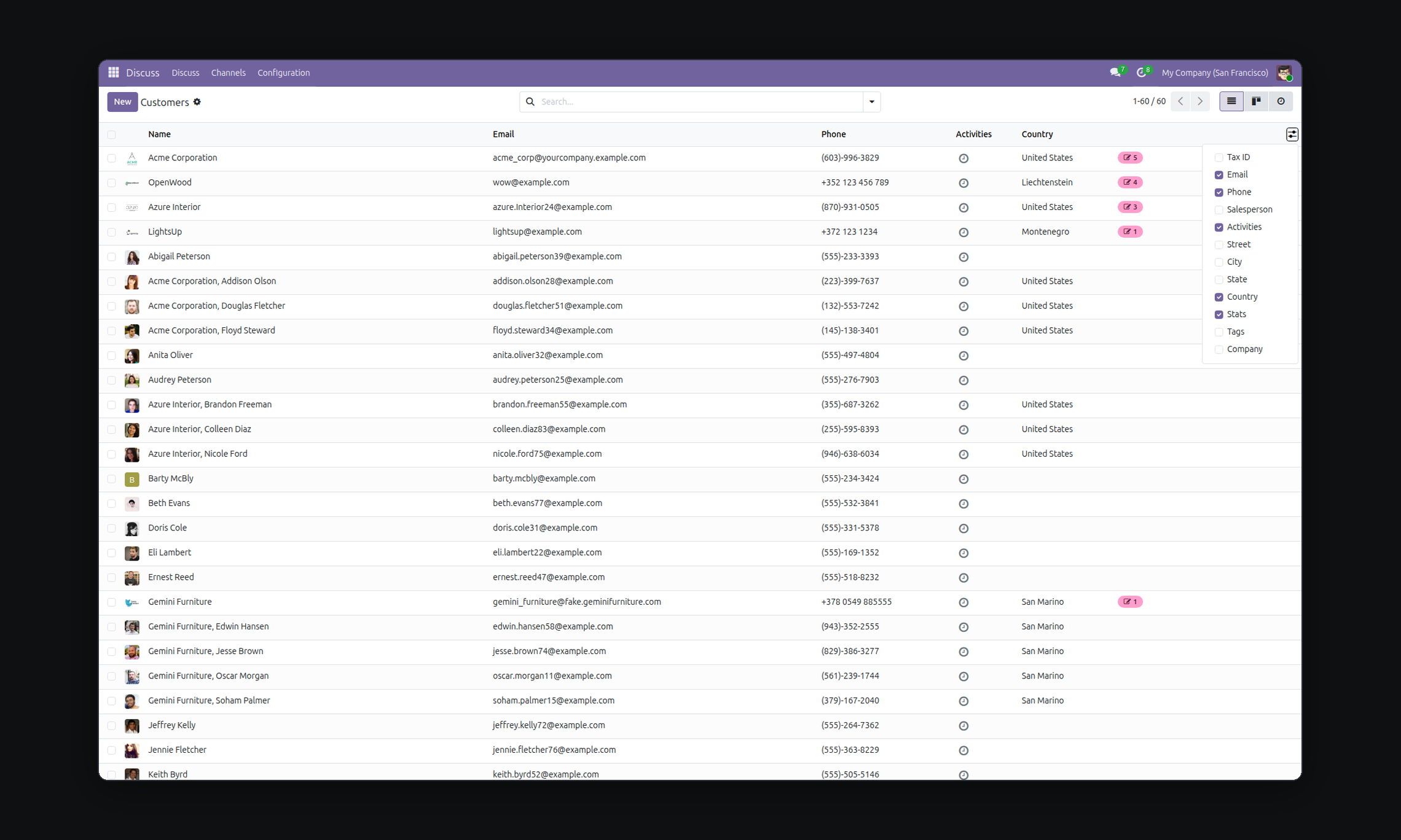 List View Manager in Odoo — screenshot columns