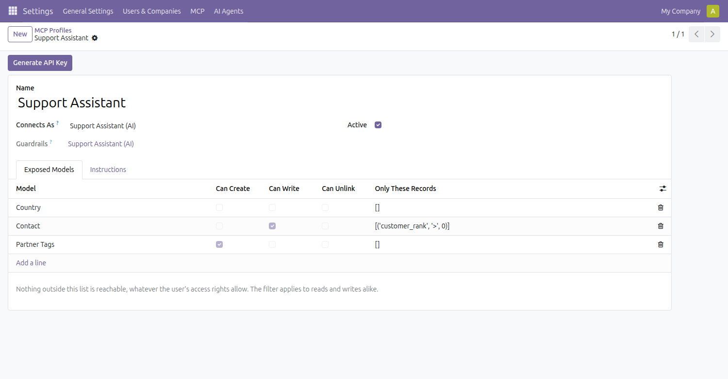 MCP Server for Odoo in Odoo — screenshot profile
