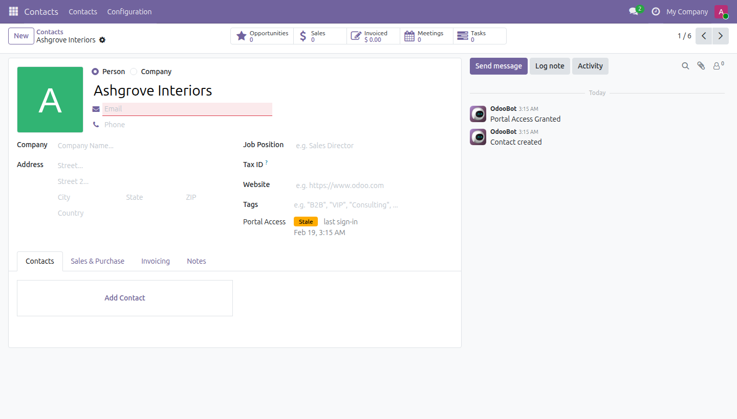 Portal Stale-Grant Badge in Odoo — screenshot badge
